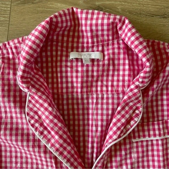 Marigot Maya Check Short Pajama Set Pink Plaid Pajama 100% Cotton XS - Picture 5 of 9